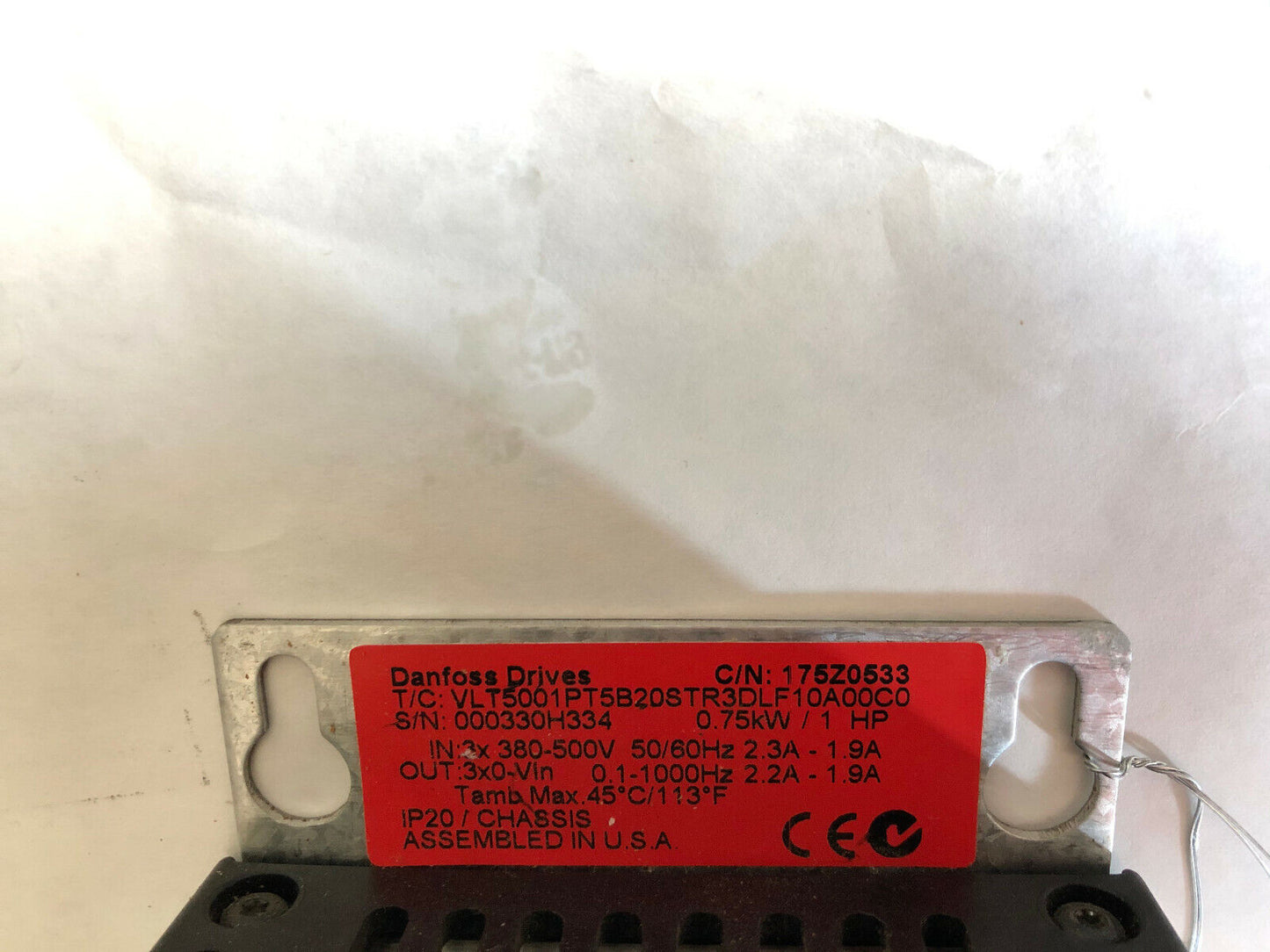 Danfoss Vlt 5000,Vlt5001pt5b20str3dlf10a00c0 Drive 500V,175Z0533,0.75Kw/1Hp,Fe
