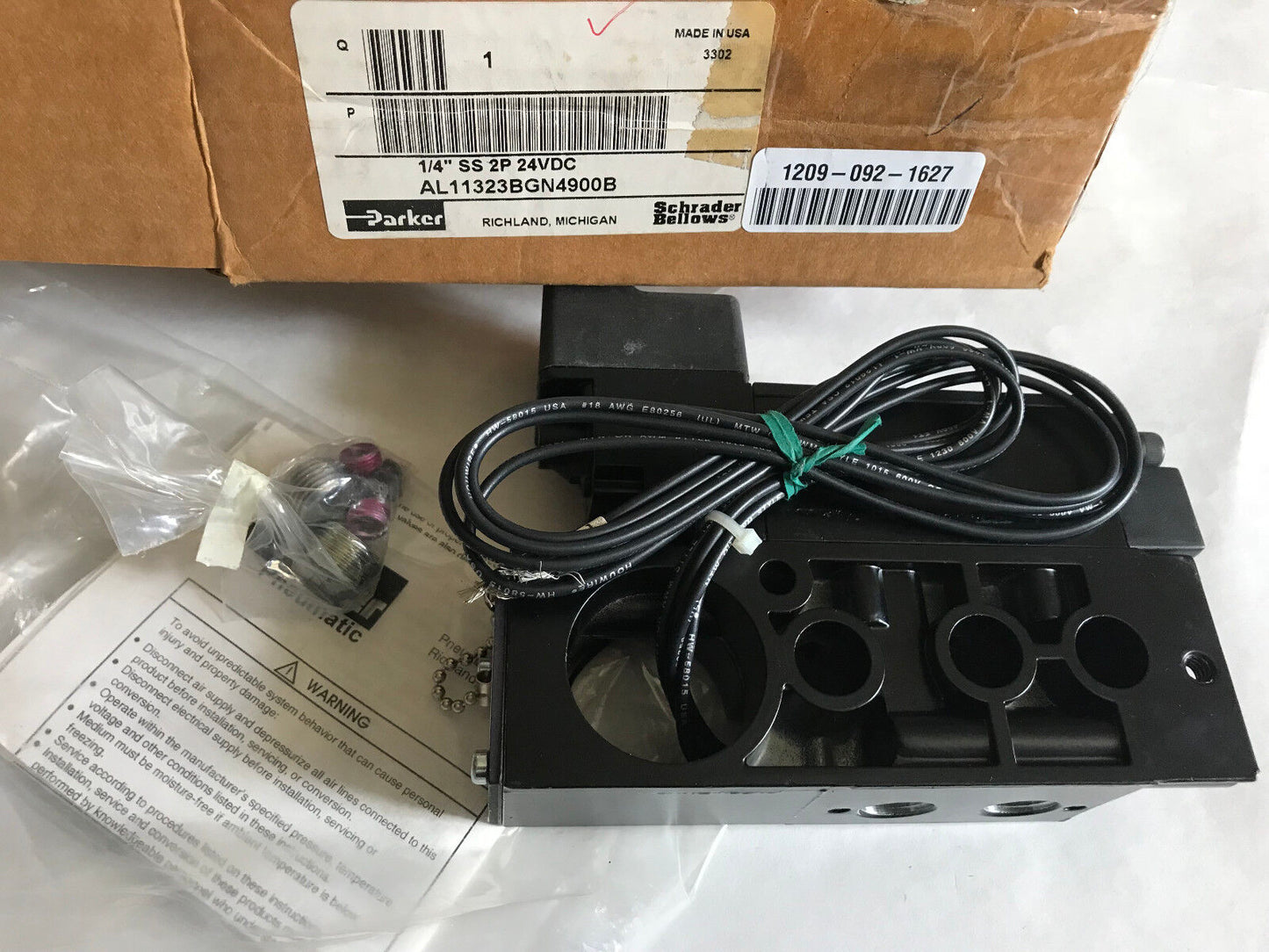Parker Al11323bgn4900b Pneumatic Solenoid Valve K593-303 24Vdc,K142175,Sa