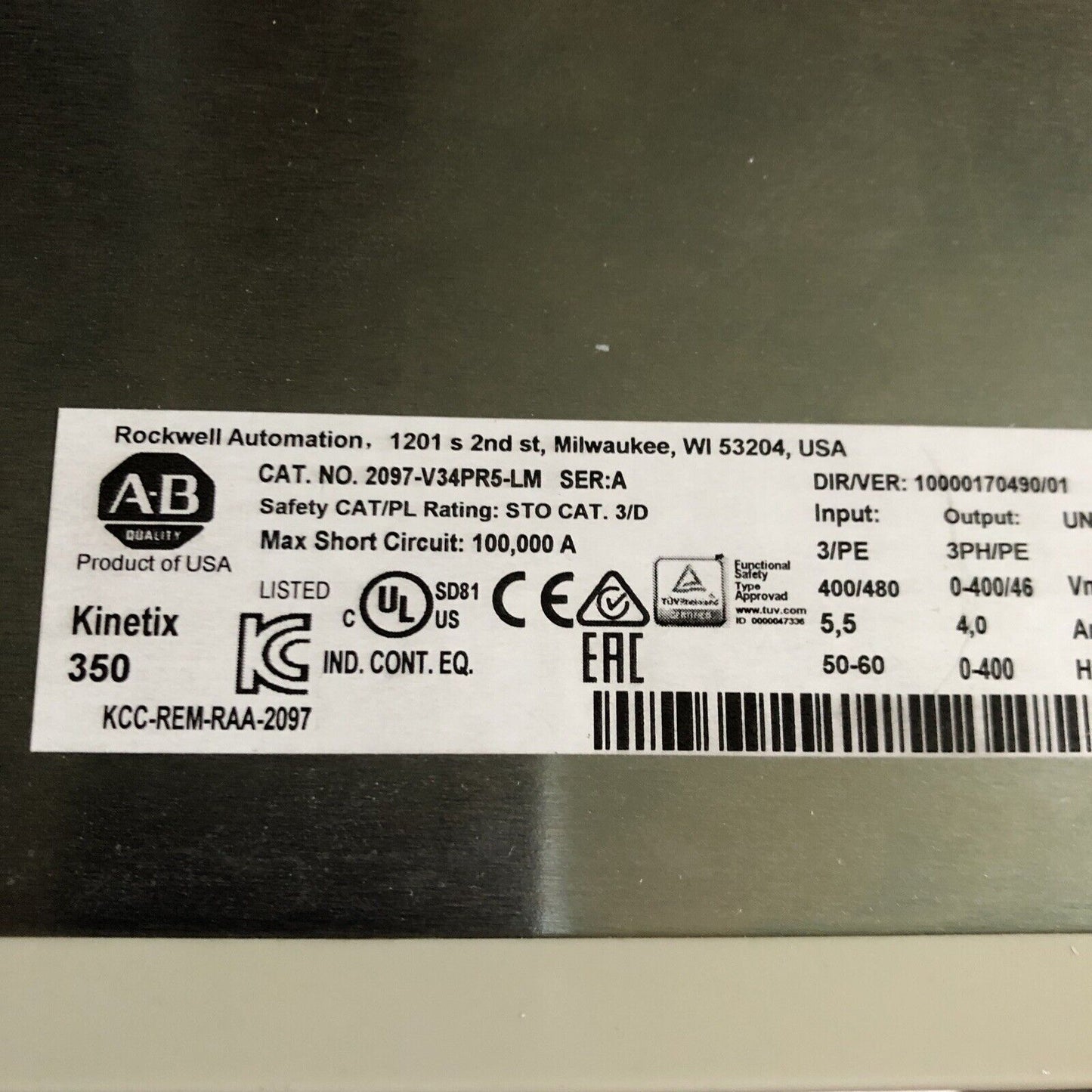 New Allen Bradley 2097-V34pr5-Lm Kinetix 350 Servo Drive,2097 V34pr5lm,Cu
