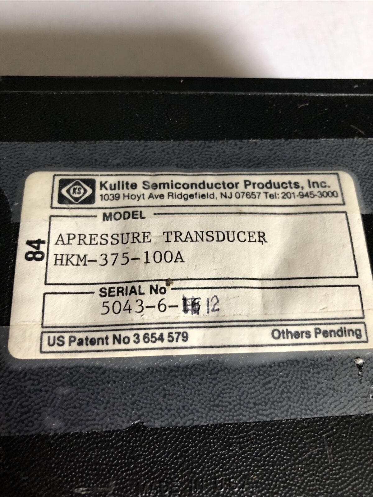 Kulite Hkm-375-100A,Hkm 375 100A 5043 612 Pressure Miniature 10-15Vdc,Ff