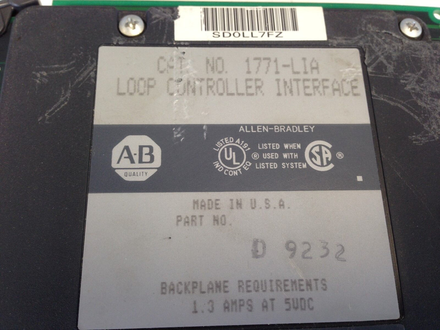 Allen Bradley 1771-Lia,A-B 1771-Lia ,Loop Controller Interface Module,Dh