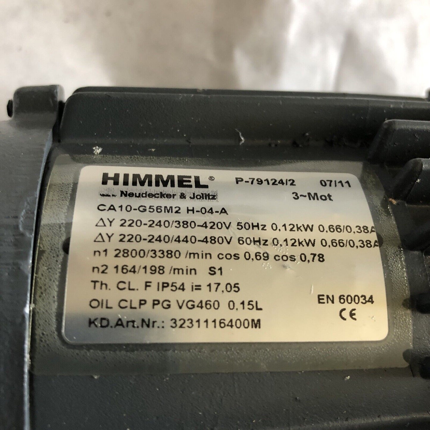 New Himmel Ca10-G56m2 H-04-A Gear Drive,P-79124/2,3-Phase,220-480 V,623 202,Ed