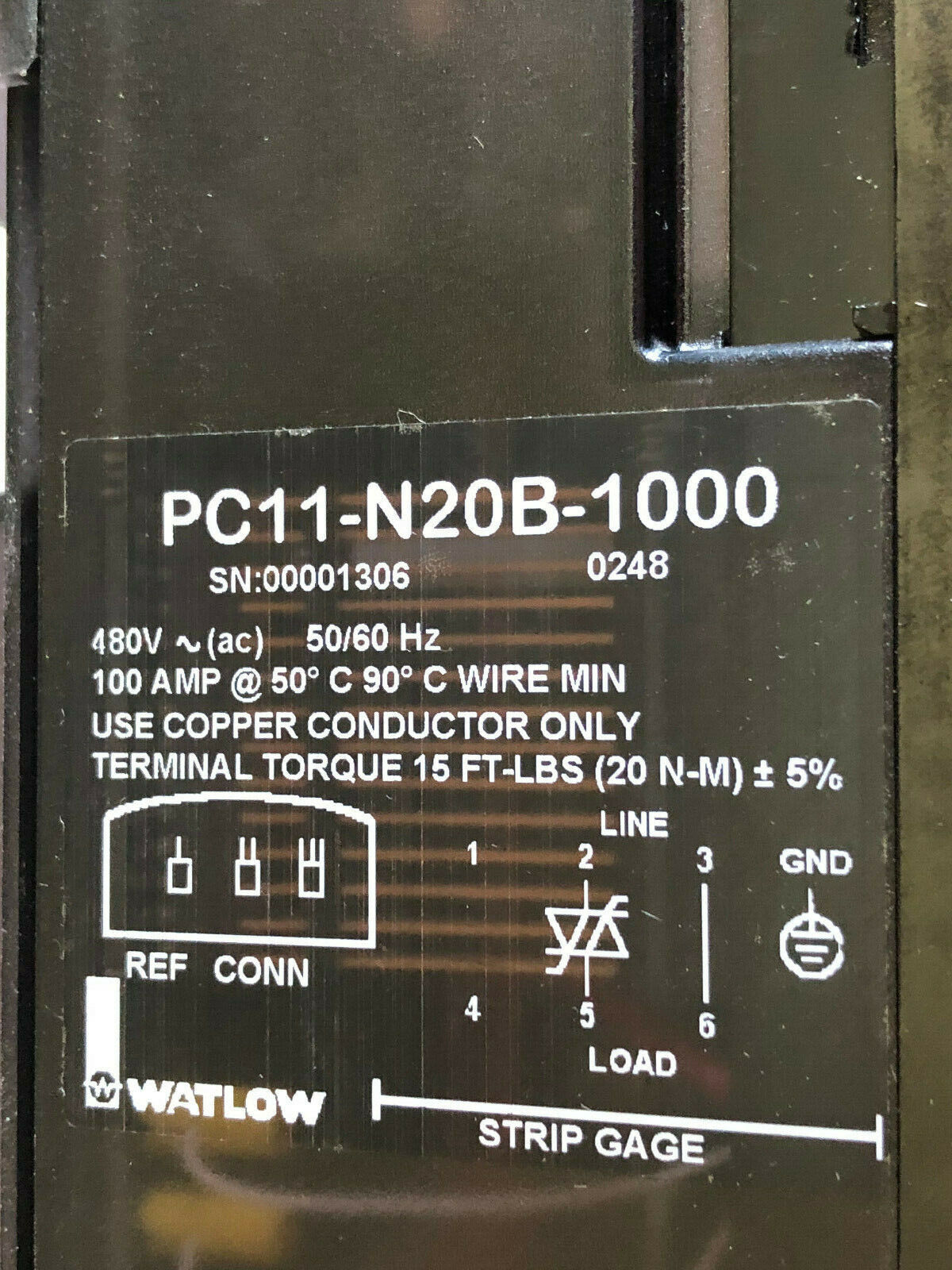 Watlow Pc11-N20b-1000 Solid State Power Control 480V 100A,Cl