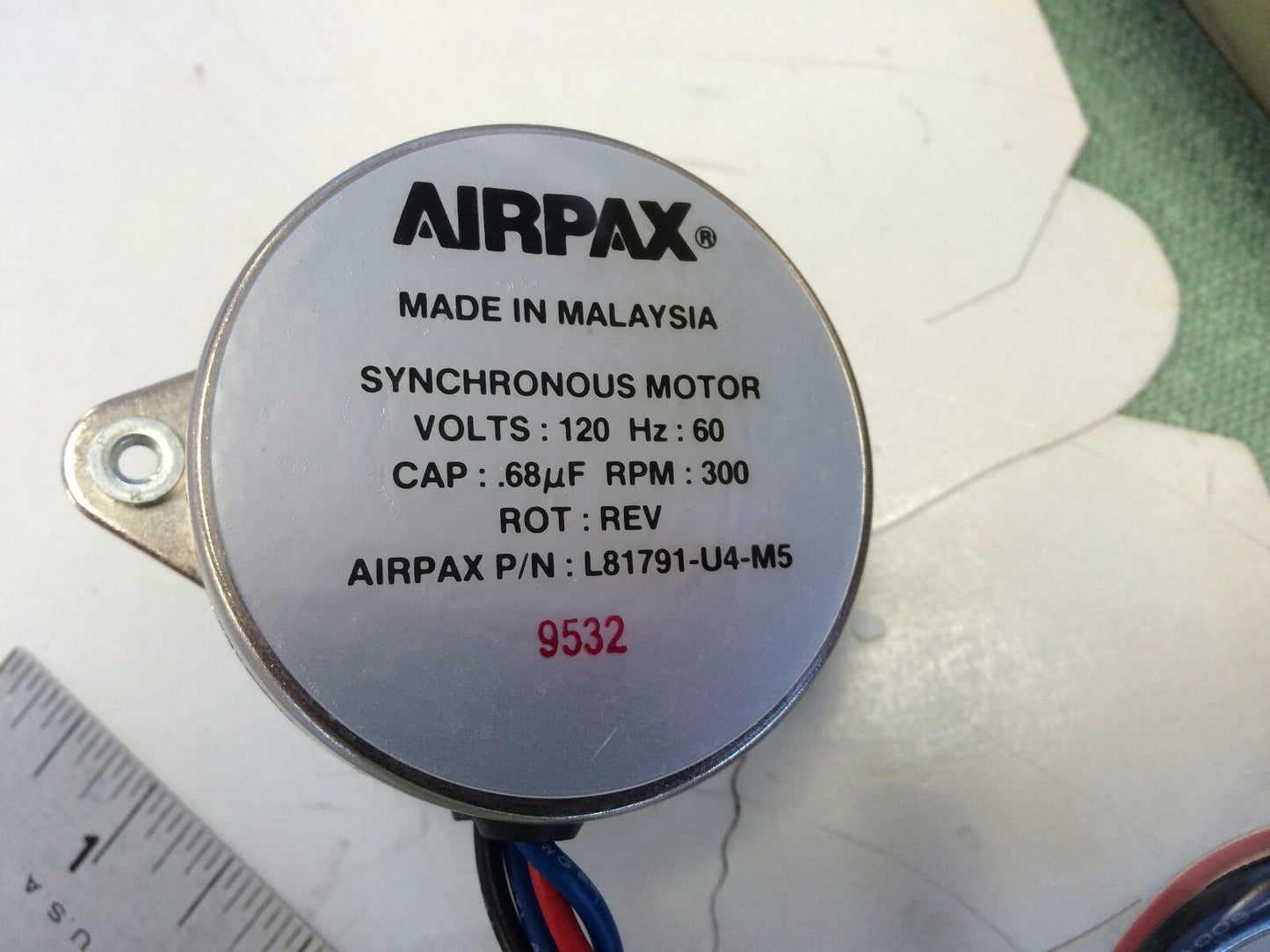 New Lot 3 Airpax L81791-U4-M5 ,9532 Synchronous Motor 120V.68Uf Cap 300Rpm,Be