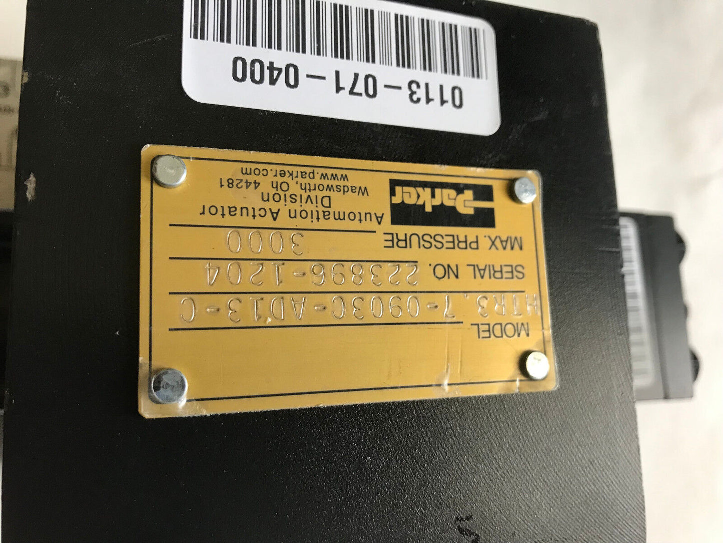 Parker Htr3 7-0903C-Ad13-C Hydraulic Rotary Actuator Htr3 90* Rotation,Htr3,Et