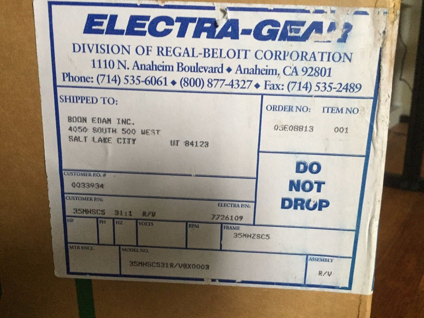 New Electra Gear D0a0601sam,35Mhsc531r/V@X00003 Gear Reducer, Ratio: 31:1,Bu