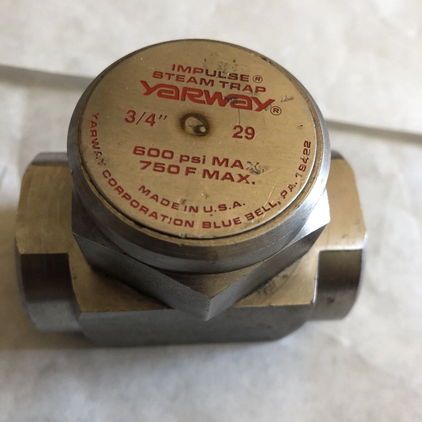 New 3/4" Npt Yarway 29 Impulse Steam Trap,600 Psi Valve,750 F,Bm