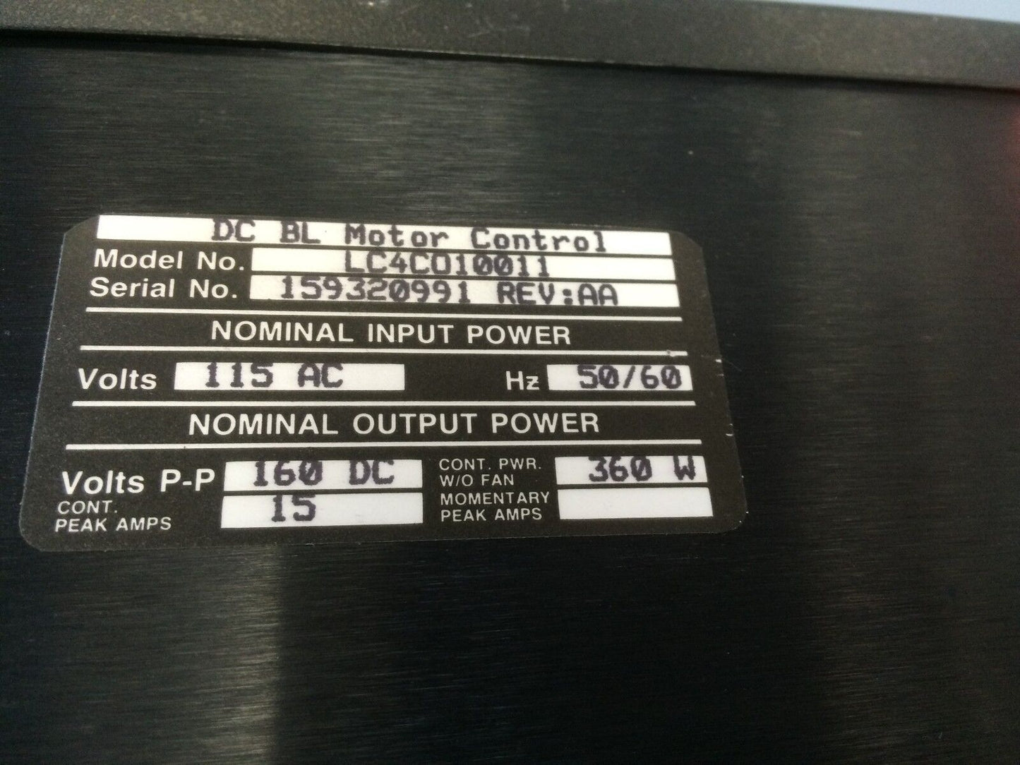 Gse Lc4co10011 Dc Bl Motor Controller,49-4100-00A4,115 Ac,160 Vdc,15 Amp,Bf
