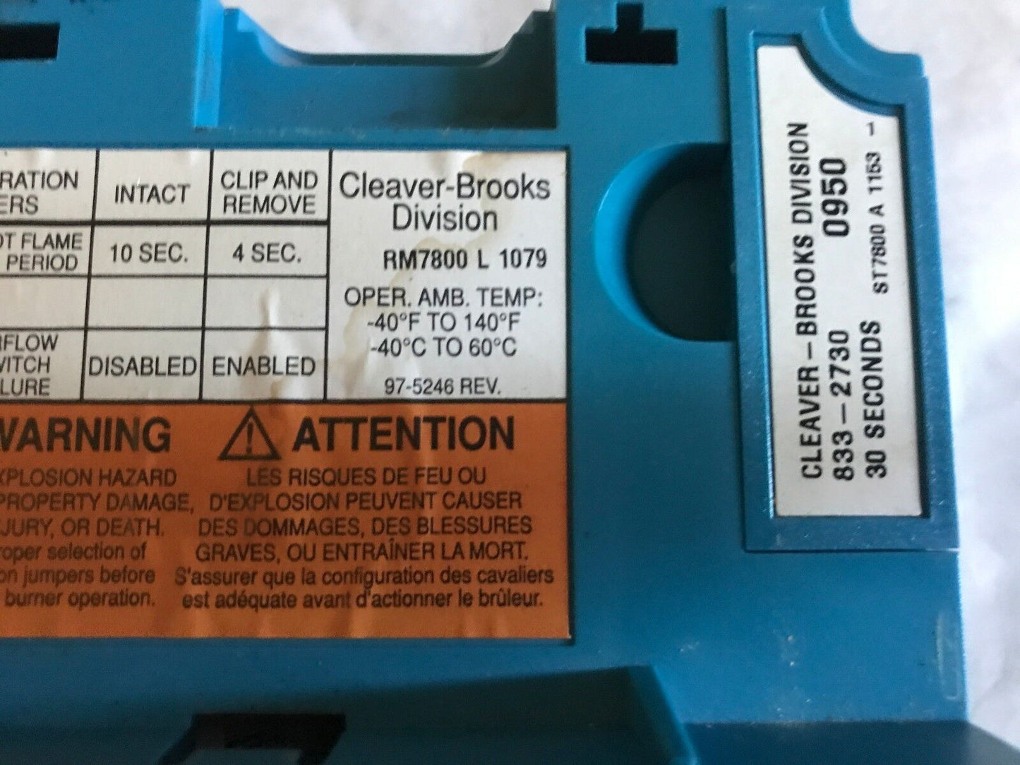 Cleaver Brooks Rm7800l 1079,833-2718,833-2718 Rm7800l 1079,833-2730,Cx,Av