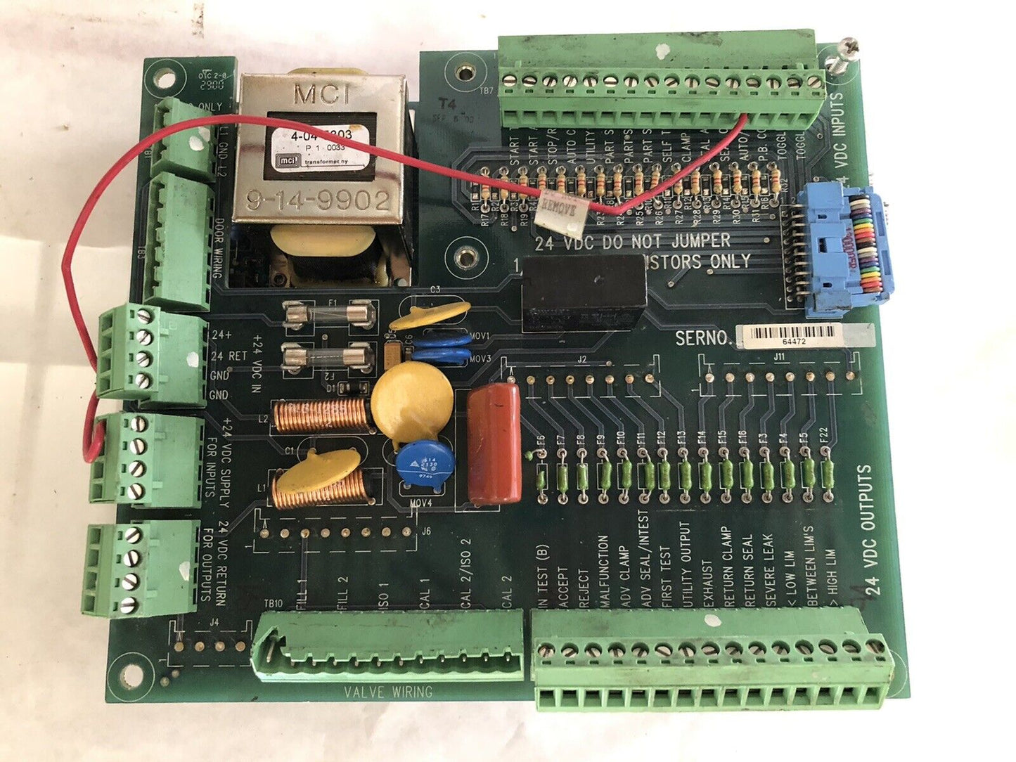Qlog 1277-508 Rev. B Valve Control Board, 24 Vdc Mci 9-14-9902,Ltk-O 2406,Dd,Fj