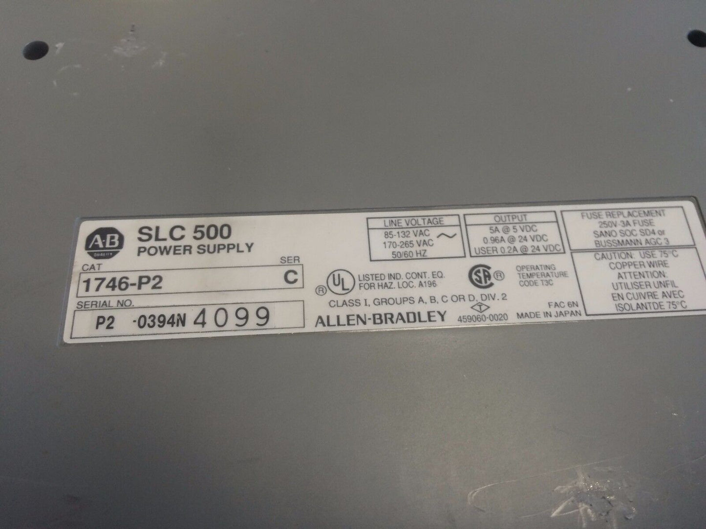 Allen Bradley 1746-P2,1747-L524,1746-A10,Slc 500 Plc System,Cpu,I/O Module,Cx