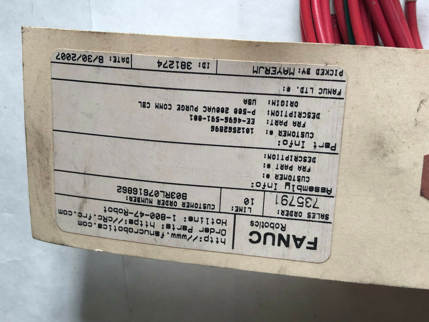 New Fanuc Ee-4696-591-001 Po# 430549 Rail Prg Unit1 Tb1 Diver Plc Cable,P-500,Si