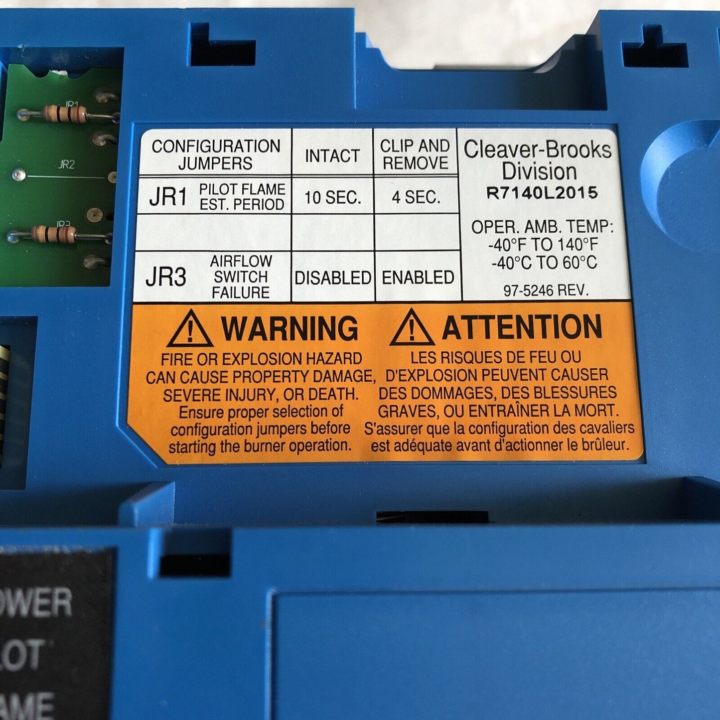 New Cleaver Brooks R7140l2015,833-03062 W/Base,833-2730 Burner Controller,Er