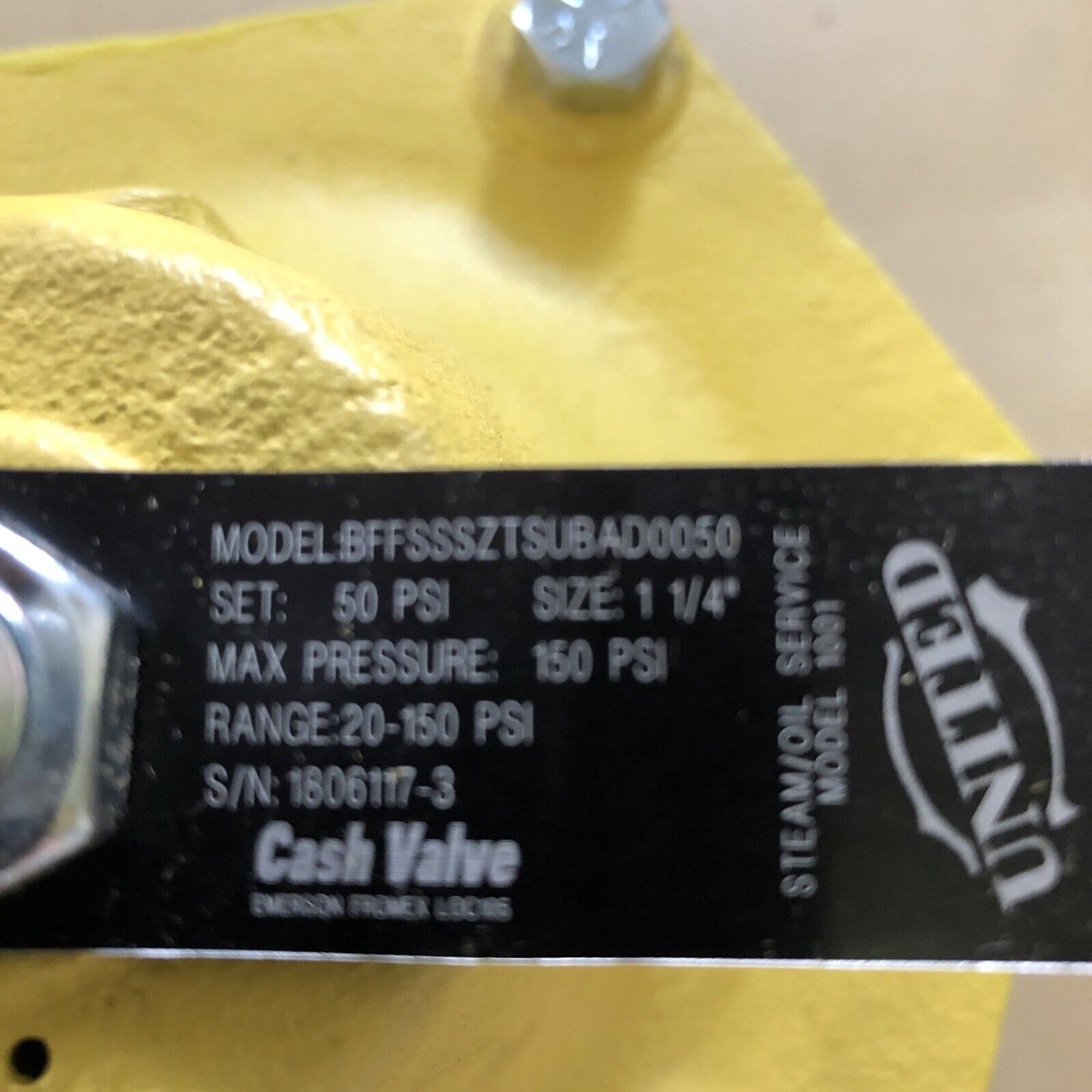 1 1/4" Cash 1001,Acme 1001 Valve,Bffsssztsubad0050 United Brass Work Pressure,50