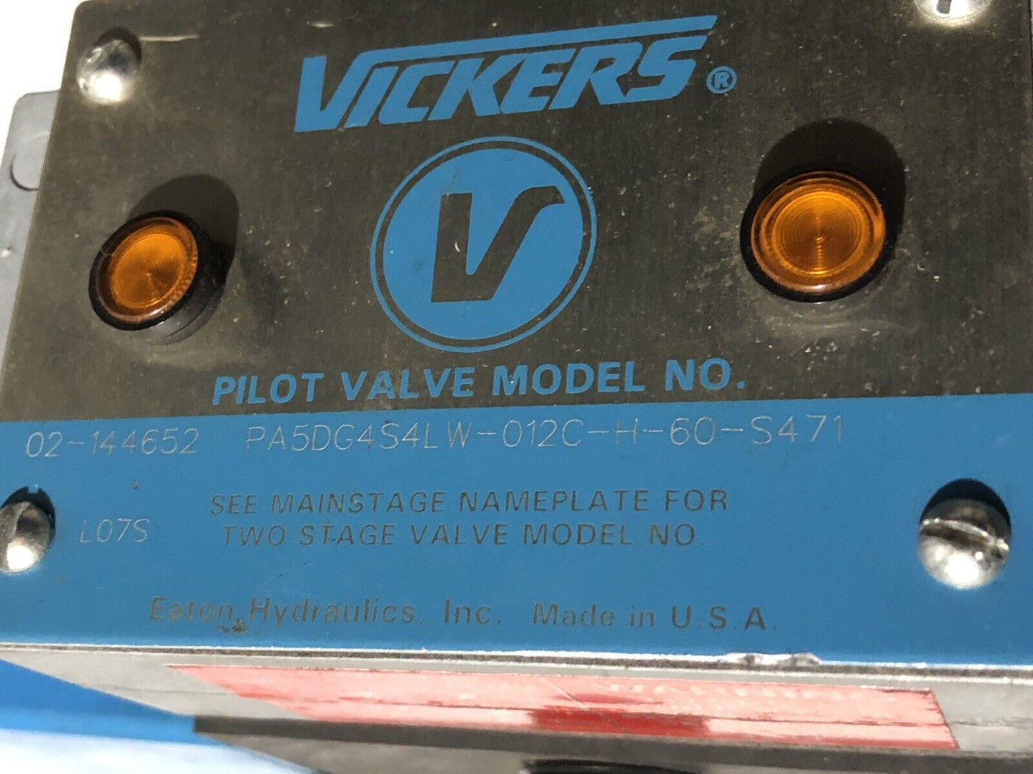 Vickers Pa5dg4s4lw-012C-H-60-S471 Hydraulic Pilot Valve,24 Vdc 868988 1.8A,Tn