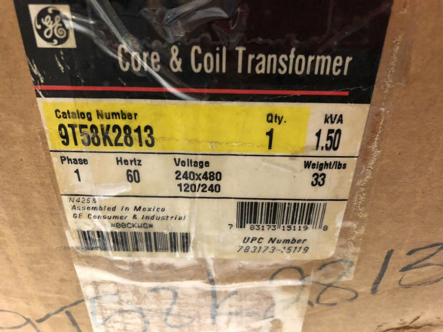 New Ge 9T58k2813 General Electric Transformer 240/480V Primary,Eg