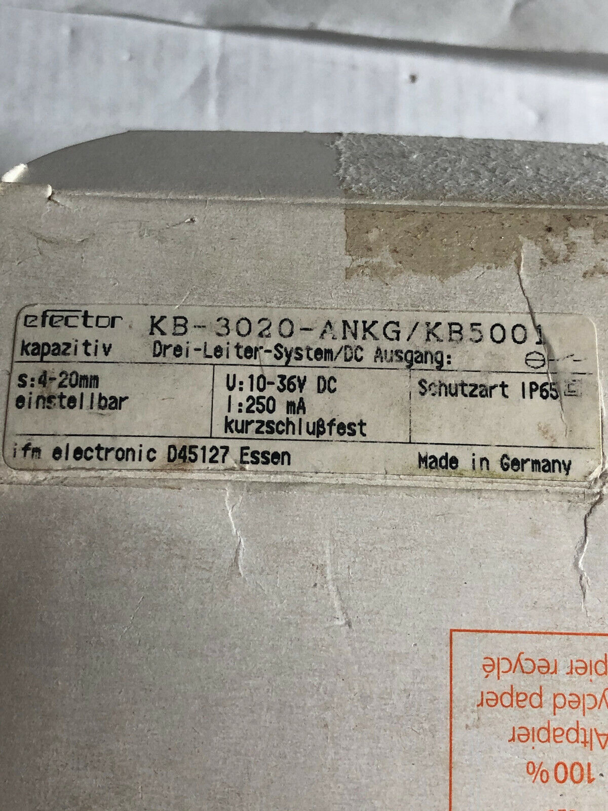 New Ifm Kb-3020,Efector Proximity Switch Kb-3020-Ankg Kb5001 10-36 Vdc 250 Ma,Bf