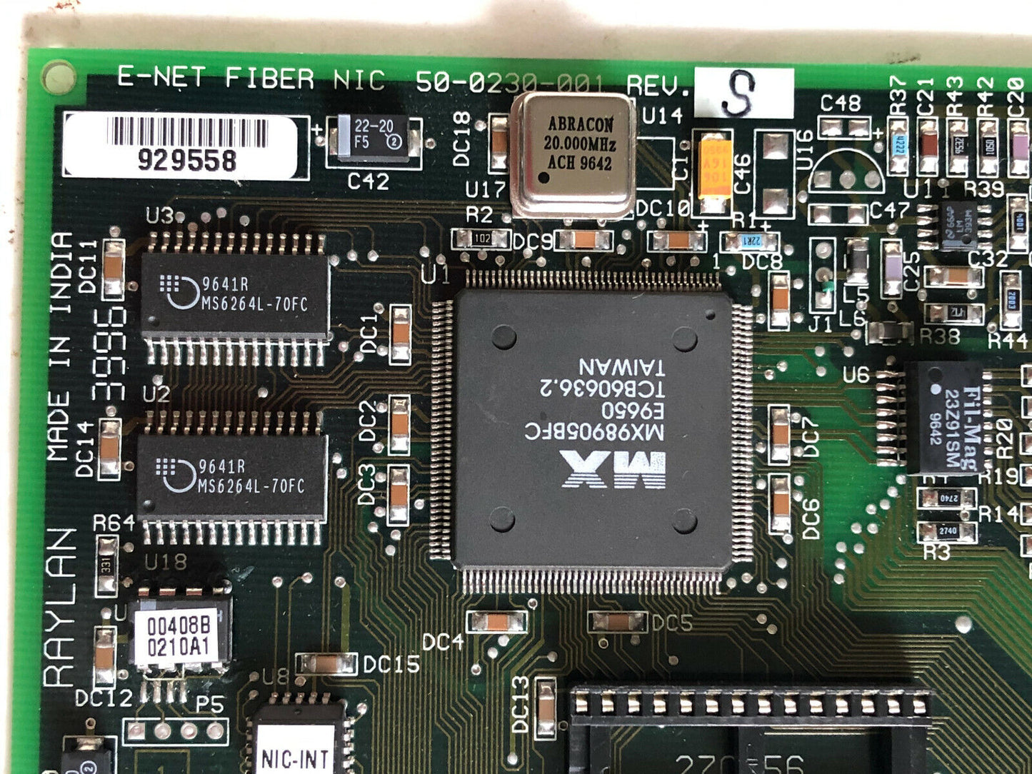 Raylan 50-0230-001 Rev.S Fiber Ethernet Card,Sb