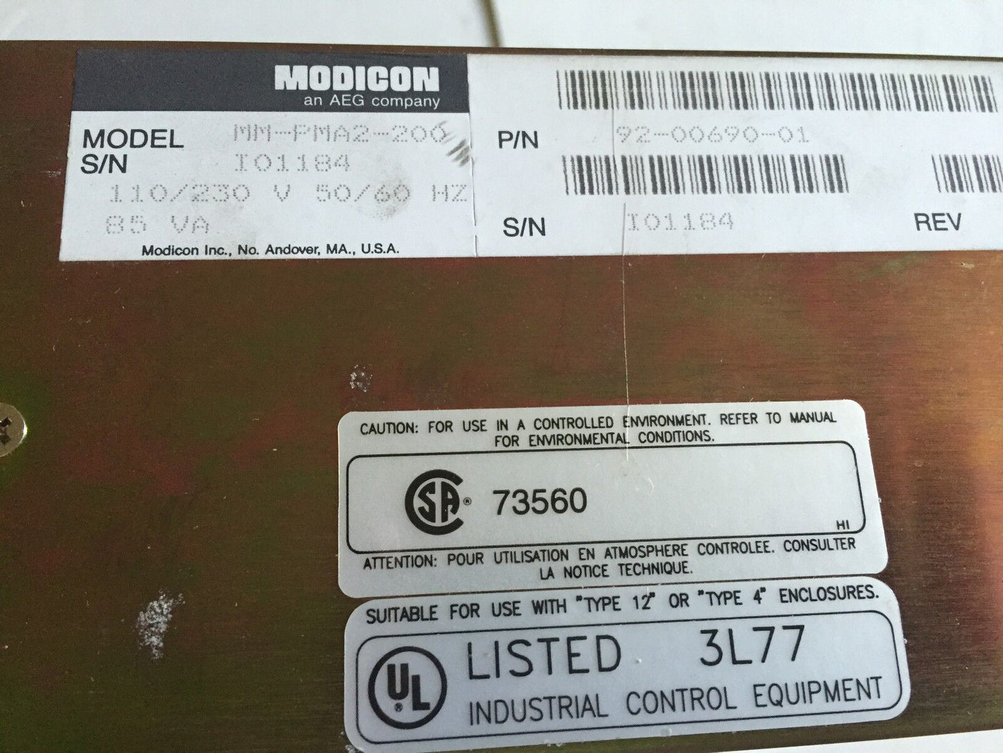 Modicon Mm-Pma2-200,92-00690-01,Pa-0602-000 Panelmate Compact-2,Ea