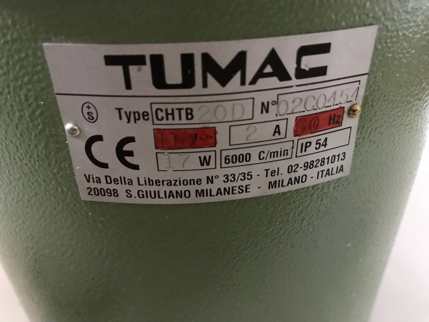 Tumac Chtb-20D,026C454 Base Vibrator  Motor 110V 2A,Em