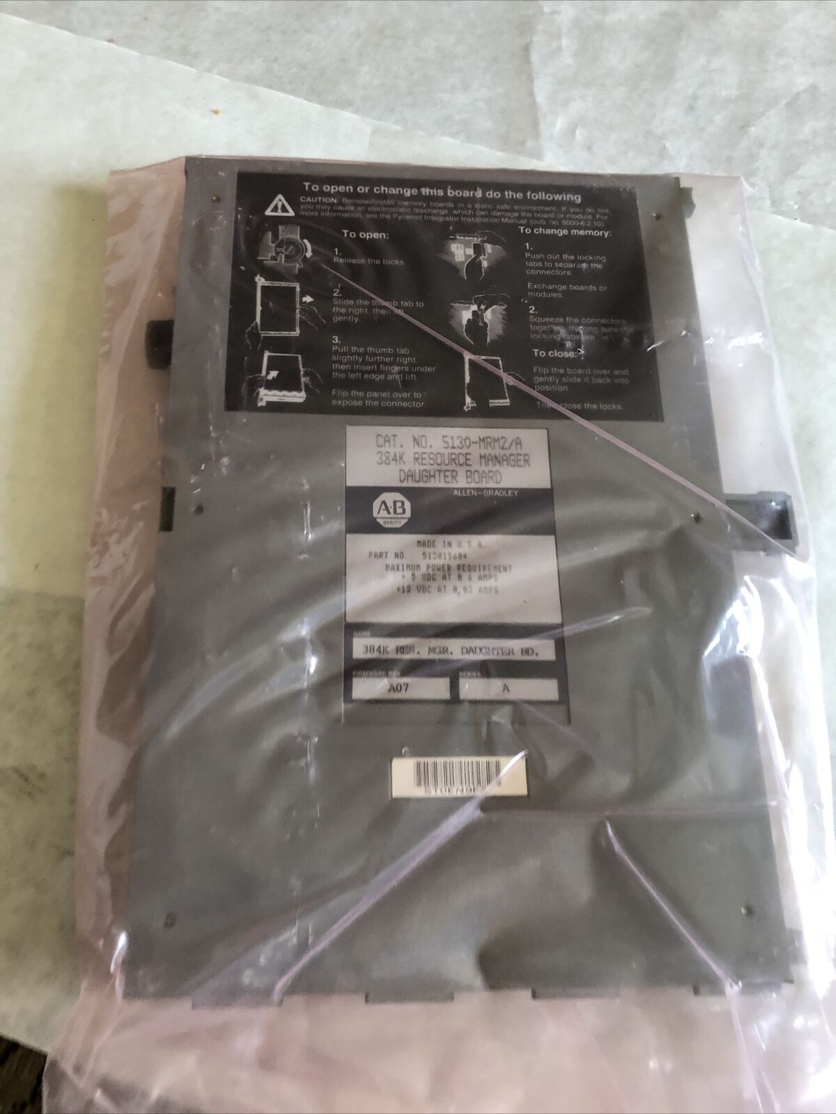 Allen Bradley 5130-Mrm2/A, 384K Resource Manager Daughter Board,En,Ew