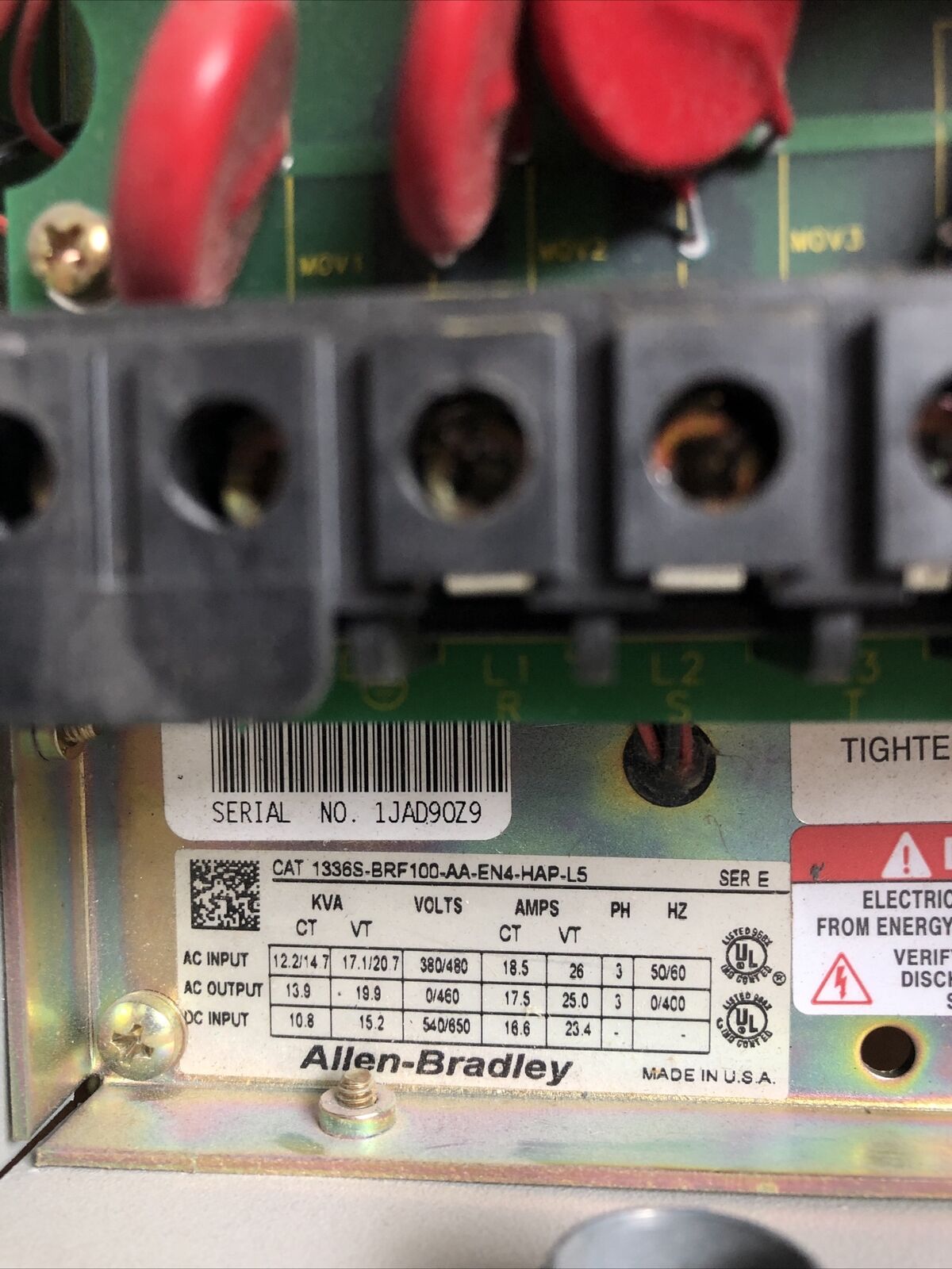 Allen Bradley 1336S-Brf100-Aa-En4-Hap-L5,1336S-Brf100,1336S-En4,1336-L4 5Vdc,Fa