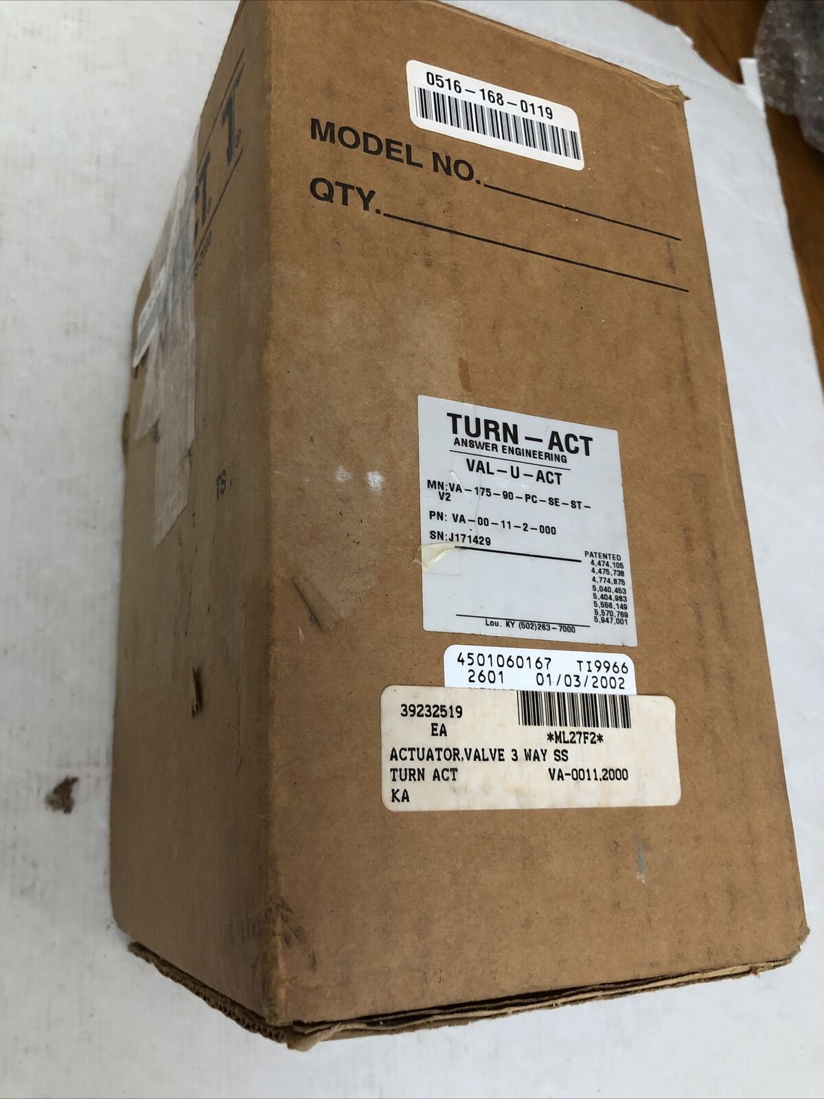 New Answer Val-U-Act,Turn-Act,Va001120,Va-175-90-Pc-Se-St-V2,3Way Actuator,Cz