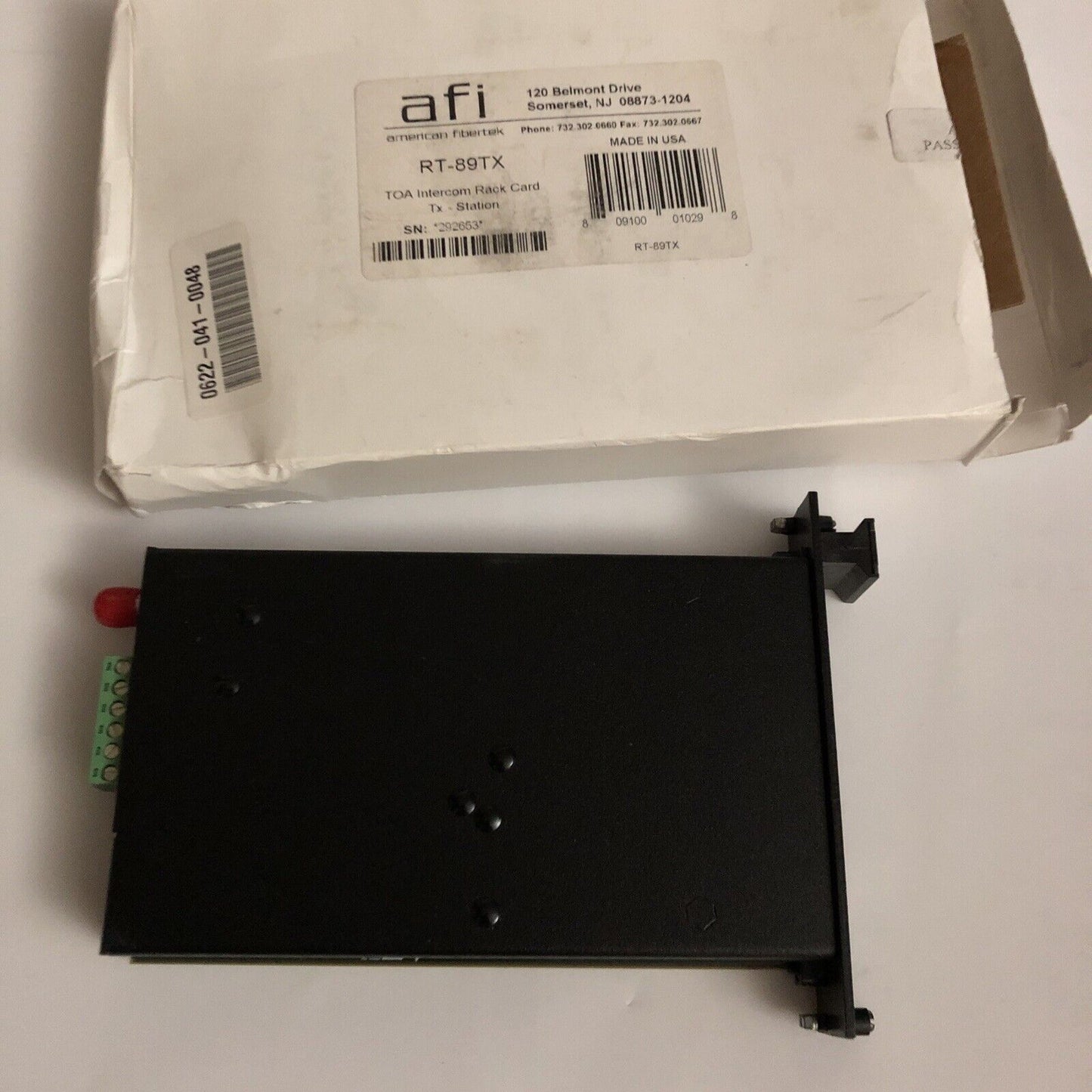 New Af Rt-89Tx,American Fibertek Rt-89Tx Intercom Rack Card,Afi Rt89tx,Bw