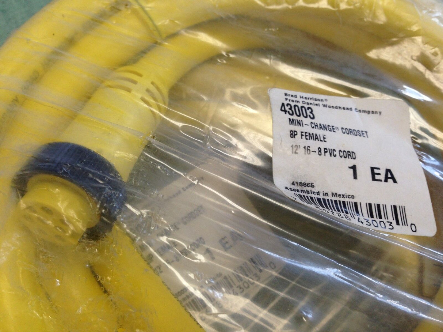 New Brad Harrison 43003 Daniel Woodhead,600Volt 7Amp,Mini Change Cordset 20,Sh