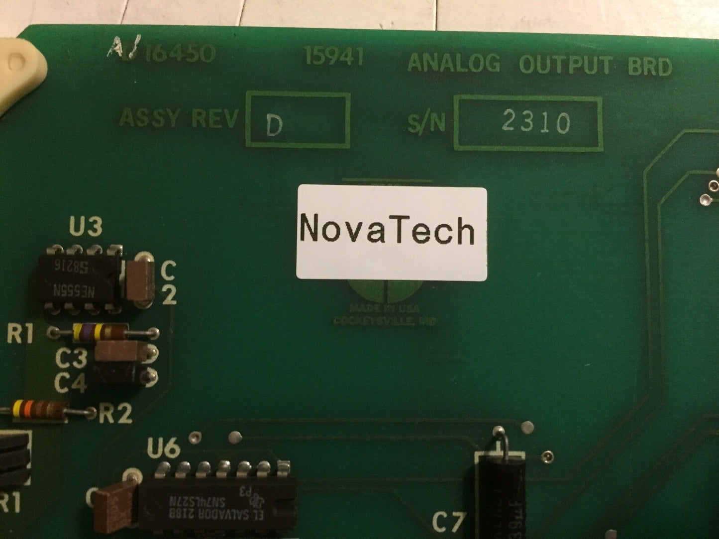 Novatech A16450,A/16450 15941 Pc Board Analog Output Brd,D16450,Bm