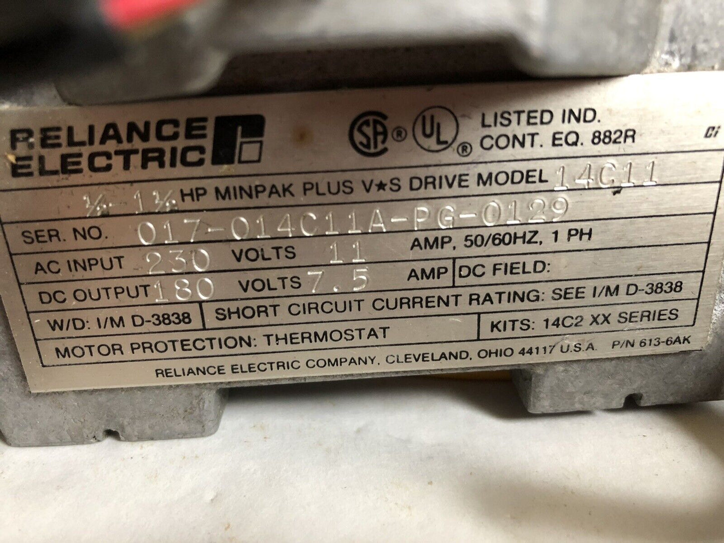 Reliance Electric 14C11 Minipak Plus Vs Drive 0-57005,1/2-1-1/2 Hp,1Ph,230,Tk