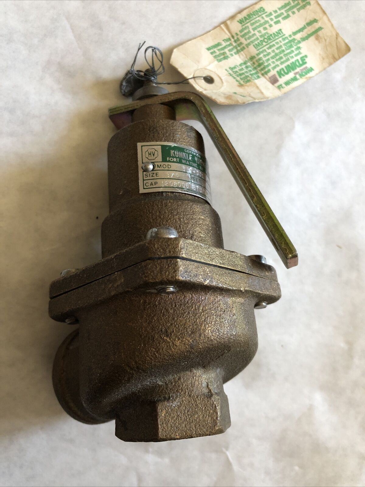 New 3/4" Kunkle 537-001 Safety Relief Valve Set 40 Psig,Fj