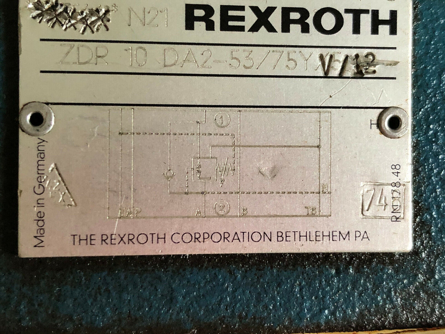 Rexroth Zdr 10 Da2-53/75Y V/12 Hydraulic Pressure Zdr 10 Da2-53/75Y 12 Valve,Sa