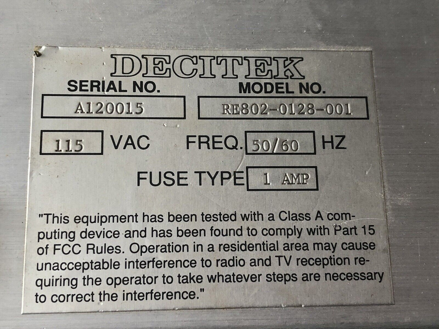 Decitek Re-800 Cnc Tape Reader Replacement Re802-0128-001,Dh