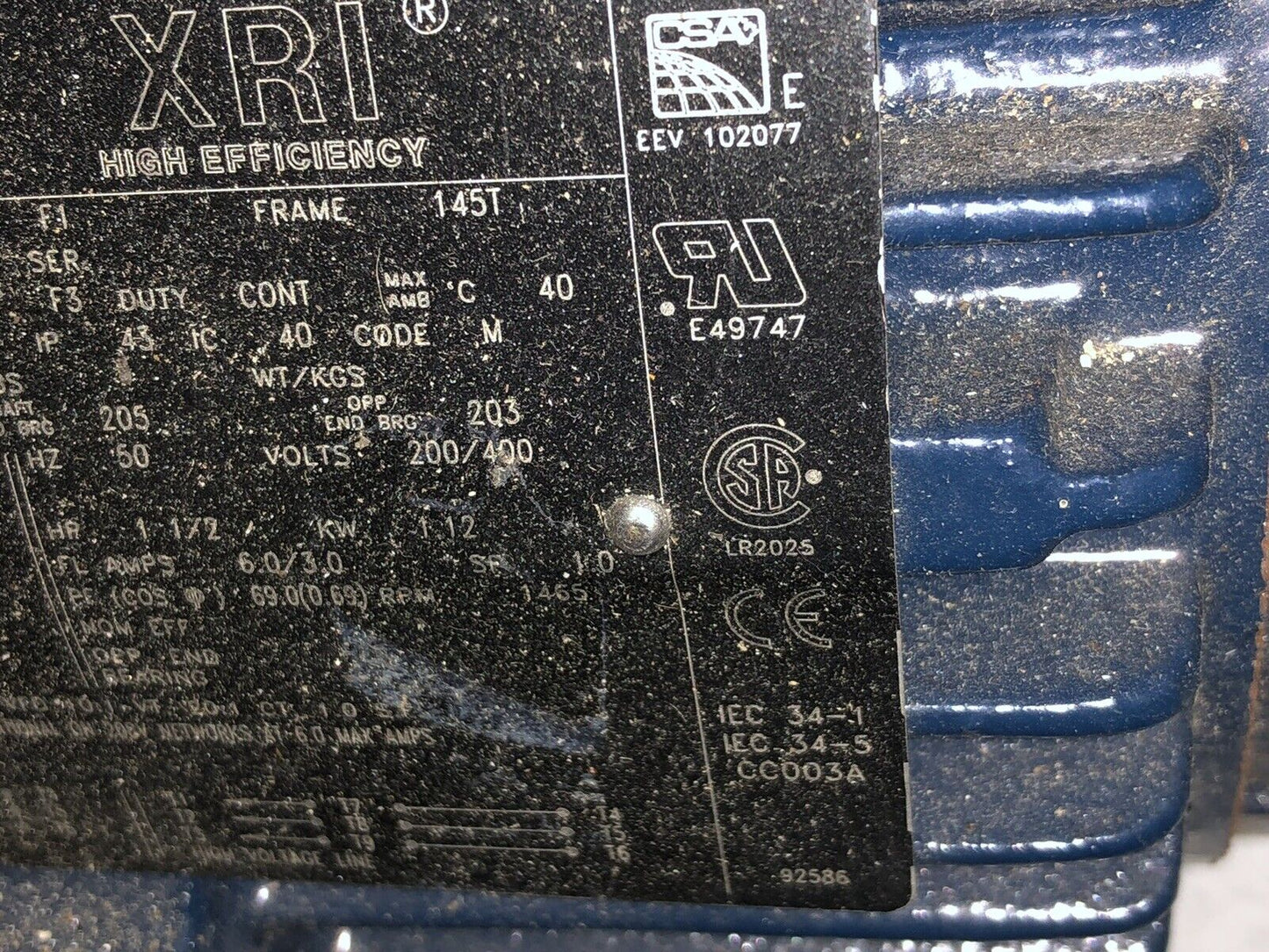 Cvm 145Tttn6027 Ba P Marathon Motors Marathon  2Hp 3P 1725Rpm 230/460,E354,Te