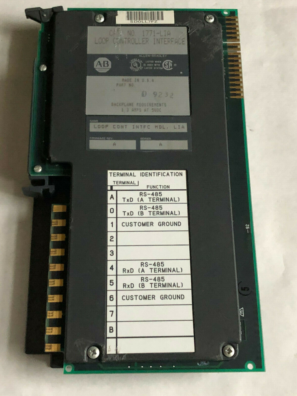 Allen Bradley 1771-Lia,A-B 1771-Lia ,Loop Controller Interface Module,Dh