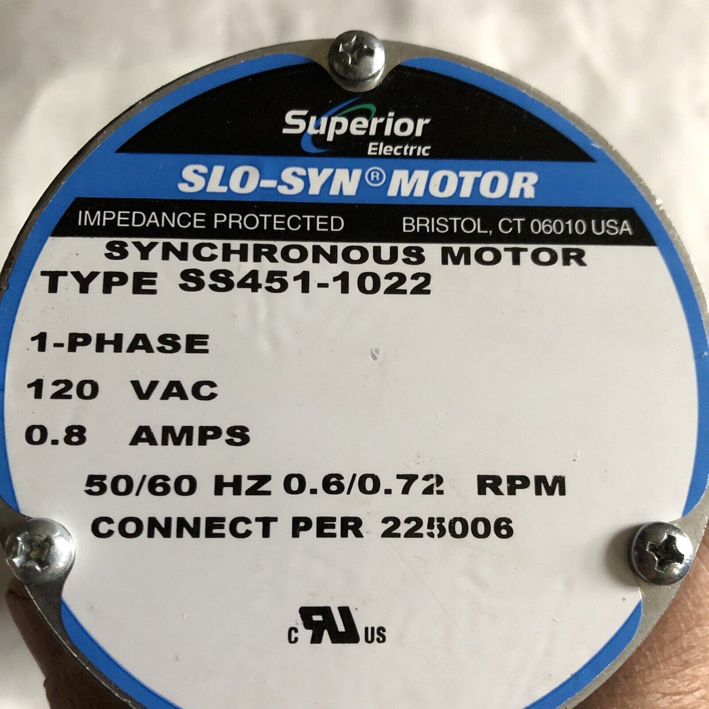 Superior Ss451-1022 Step Slo-Syn Synchronous Motor,1-Phase 0.8 Amps 120 Vac,Am