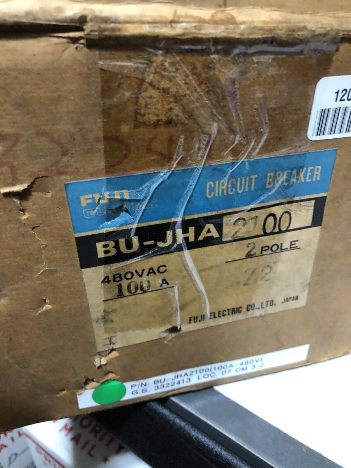 New Fuji Bu-Jha2100 Circuit Breaker, 100A, 480Vac/250Vdc, 2-Pole Fuji Bu-Jha,Bi