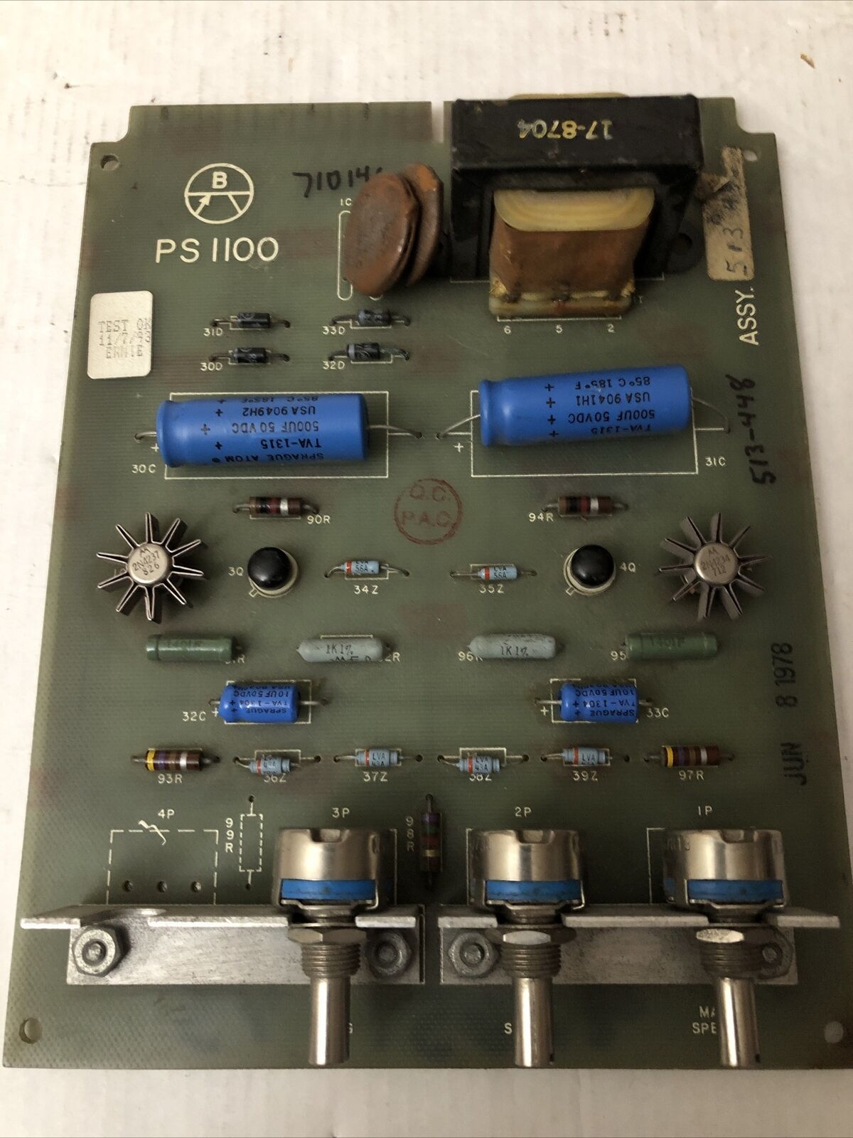 Ps 1100 ,Comp 513-448  ,Ps Iioo, Comp No.  413-057,513448 Board, Cv,Eq,Cu