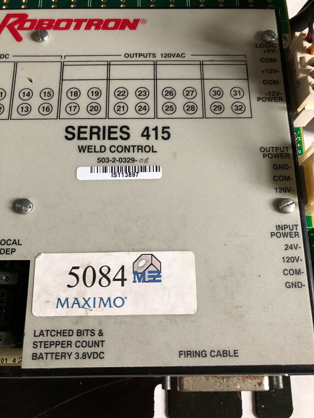 Robotron 503-2-0329 Series 415 Weld Controller 503-2-0329-02 V8.018,473004231,Di