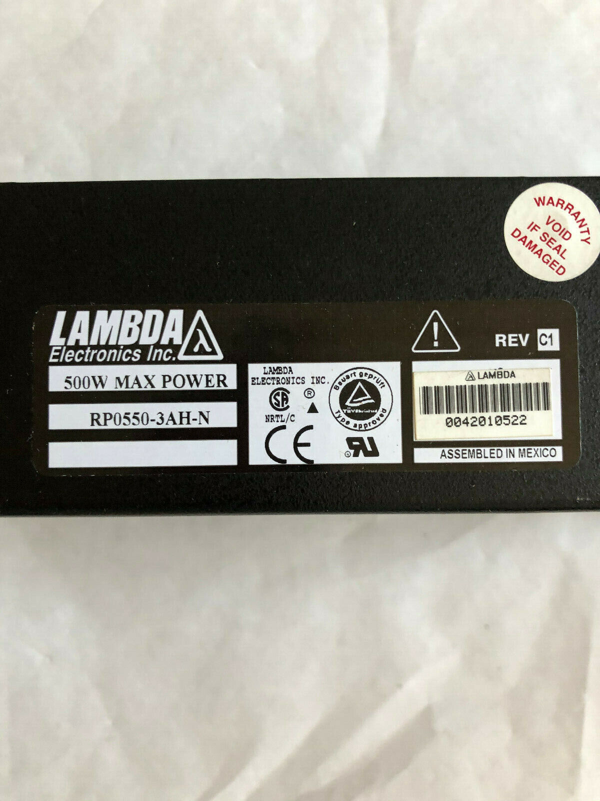 Lambda Electronics Rp0550-3Ah-N, Power Supply. 500W Max,Fe