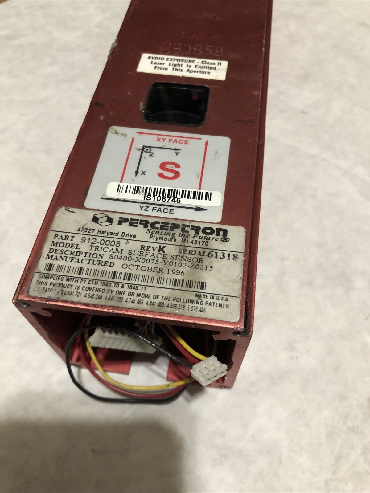 Perceptron S0400-X0075-Y0102-Z0215 Tricam Laser Digital Surface 912-0008,Bf
