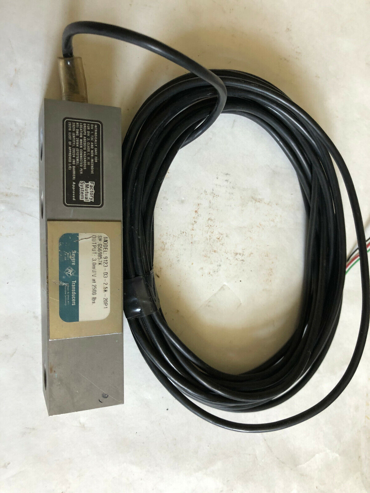 Revere 9123-D3-2.5K-20P1 Transducer,Load Cell Transducer 3.0Mv/V At 2500 Ibs,Ar