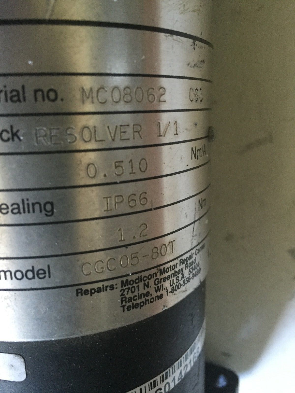 Aeg Cgc05-80T,Arg 120-166-305 Modicon Brushless Servo Motor,32.86 L-L,Bi