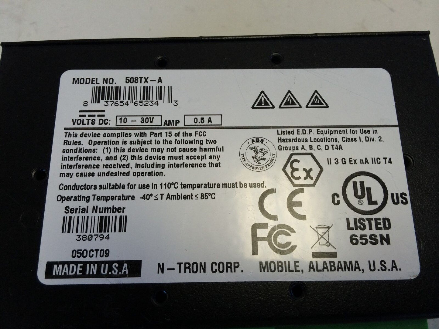 Ntron 508Tx-A Ethernet Switch 10-30Vdc 508Tx, 00.07.Af.01.89.27,Bq