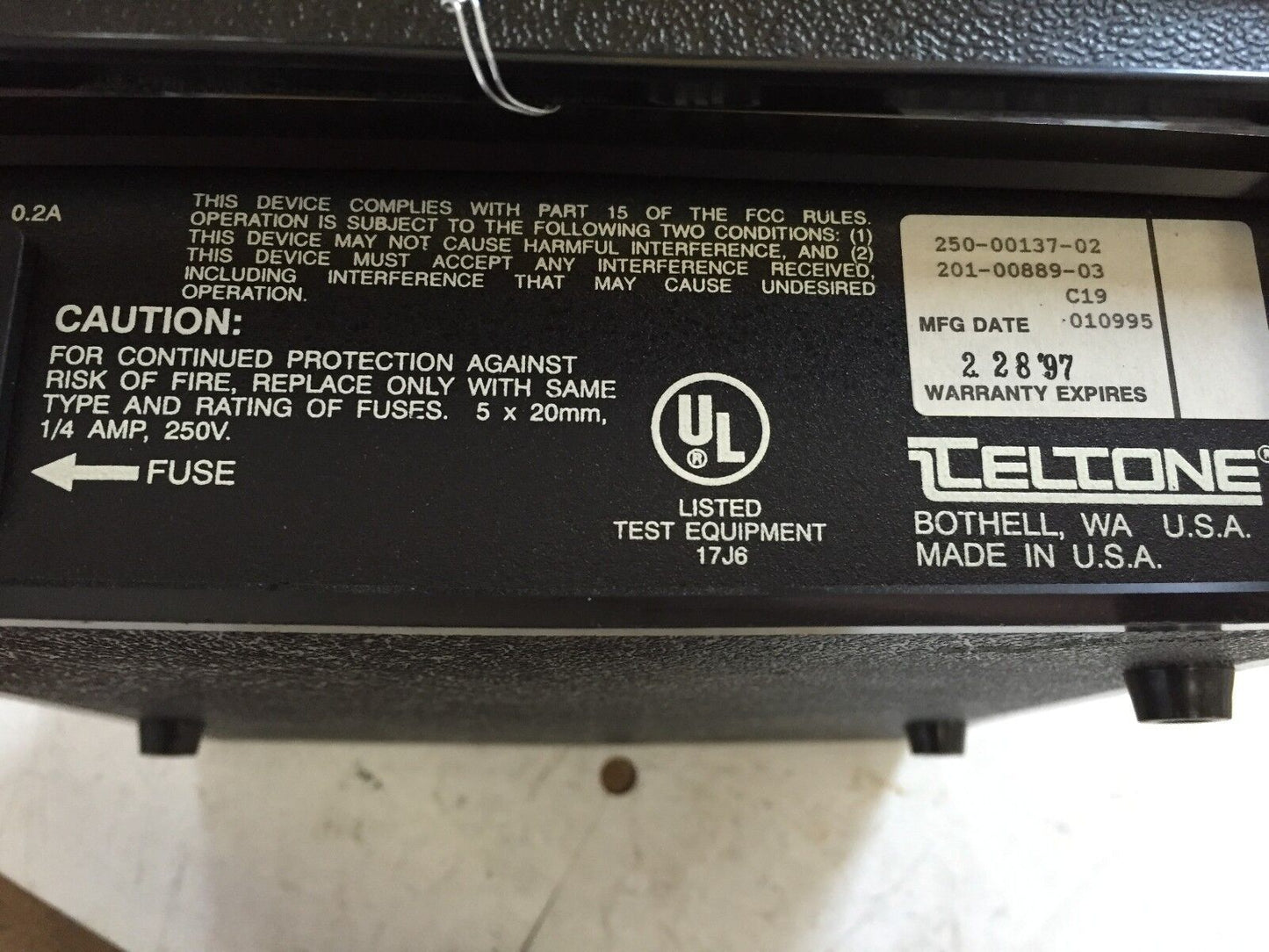 Teltone Tls-3 Telephone Line Simulator 250-00137-02,201-00889-03,Fc