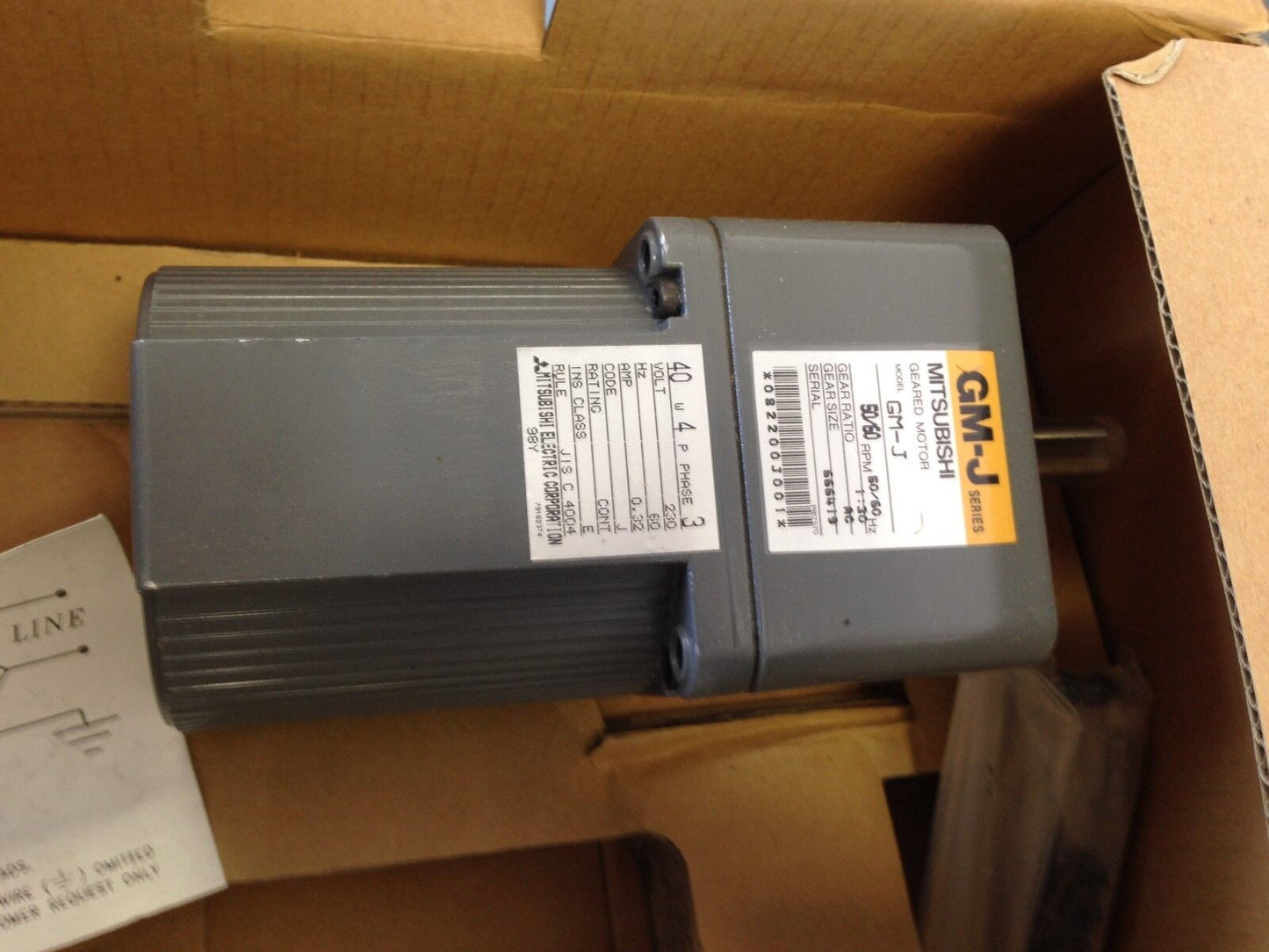 New Mitsubishi Gm-J 1:30 Gear Motor 45Rpm 50/60Hz 1:40Ratio 40W 4P 3Phase,An