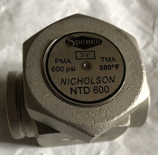 New 3/4” Spence Ntd600,Nicholson Ntd 600,800F,600Psi Thermodynamic Steam Trap,Bu