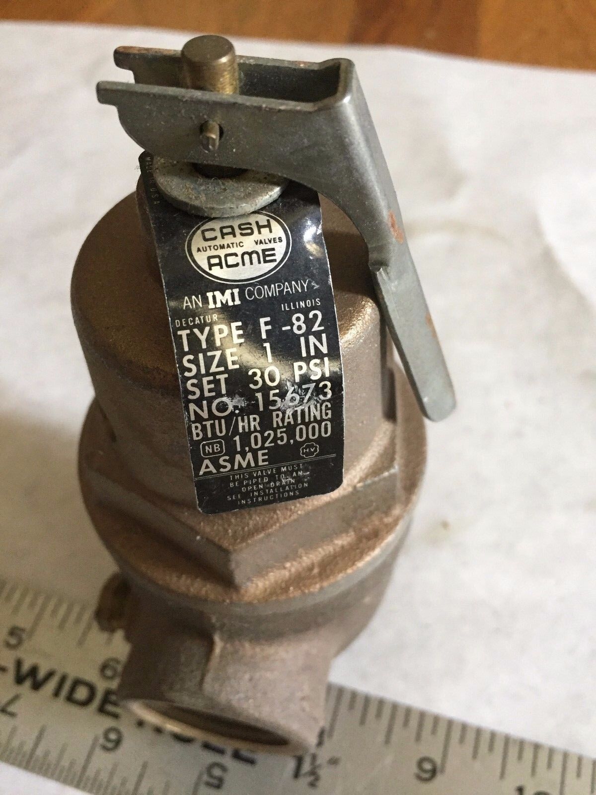 New 1" Cash Acme F-82 Regulator Pressure Reducing Valve Set 30Psi Asme,Ak