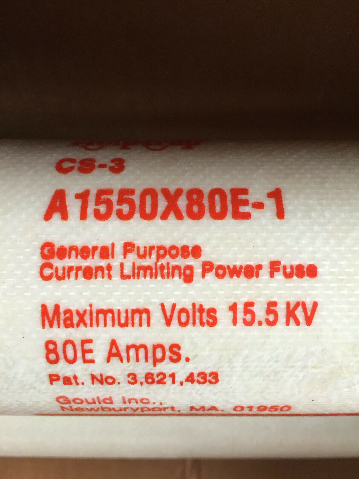 New Gould A1550x80e-1 Limiting Power Fuse,Cs-3, 3,621,433, 80E Amps 15.5Kv,Sl
